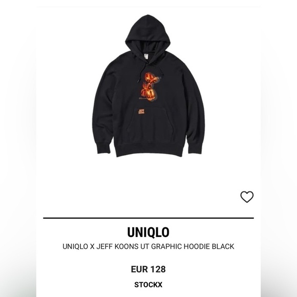 UNIQLO X JEFF KOONS UT GRAPHIC HOODIE BLACK orange ballon dog unisex size S - Picture 8 of 12